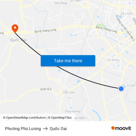 Phường Phú Lương to Quốc Oai map