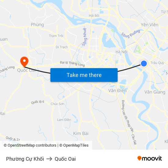 Phường Cự Khối to Quốc Oai map