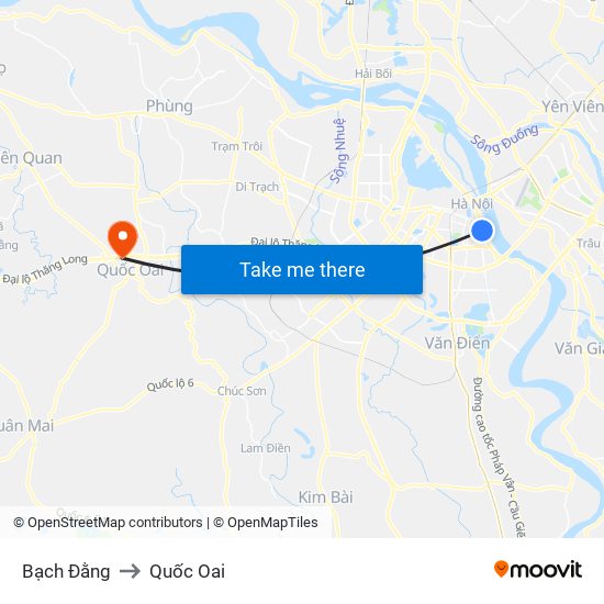 Bạch Đằng to Quốc Oai map
