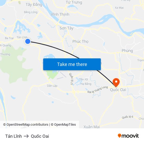 Tản Lĩnh to Quốc Oai map