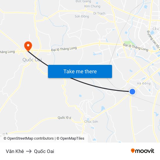 Văn Khê to Quốc Oai map