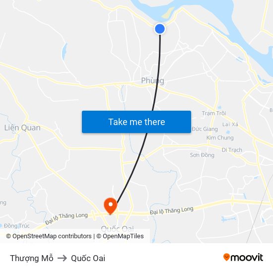 Thượng Mỗ to Quốc Oai map