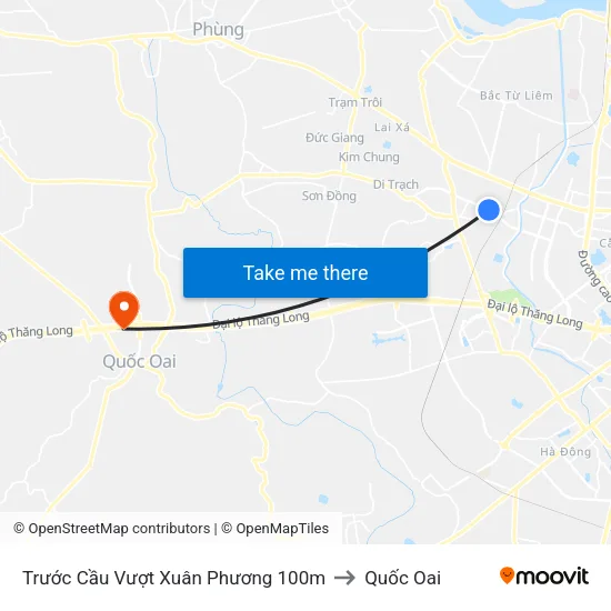 Trước Cầu Vượt Xuân Phương 100m to Quốc Oai map