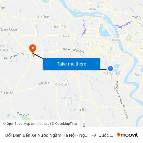 Đối Diện Bến Xe Nước Ngầm Hà Nội - Ngọc Hồi to Quốc Oai map