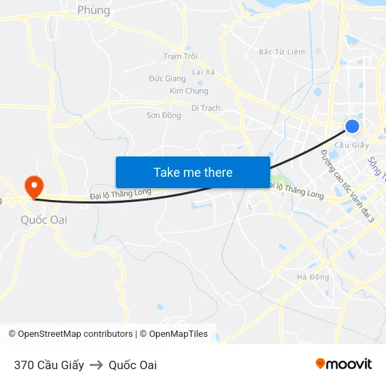 370 Cầu Giấy to Quốc Oai map