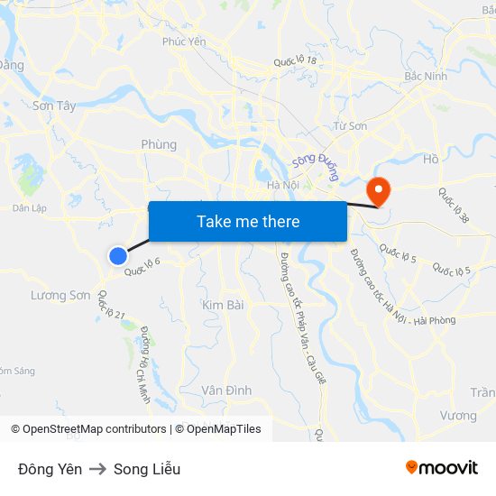 Đông Yên to Song Liễu map