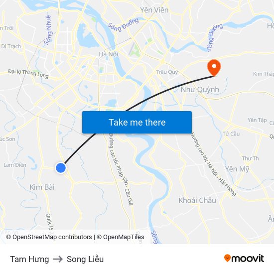 Tam Hưng to Song Liễu map