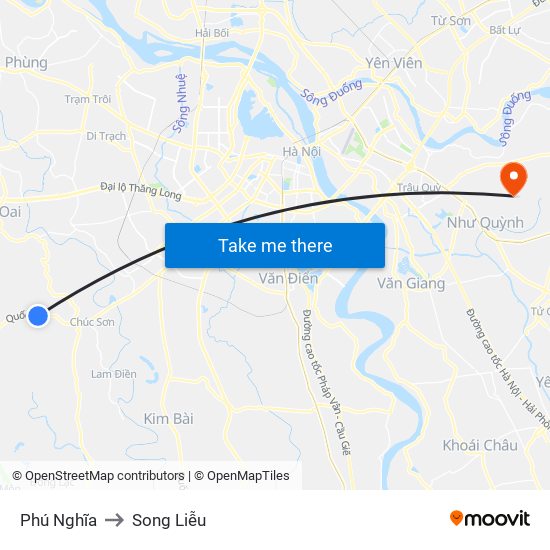 Phú Nghĩa to Song Liễu map