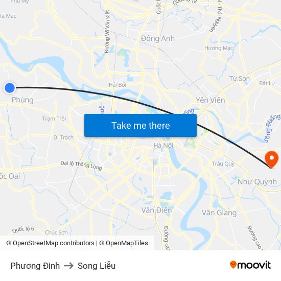 Phương Đình to Song Liễu map