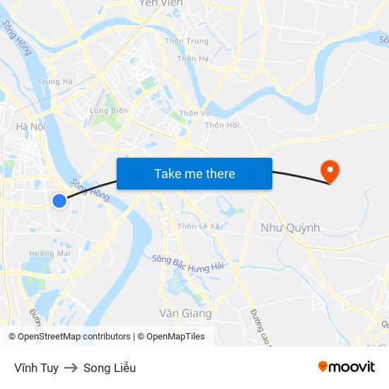Vĩnh Tuy to Song Liễu map