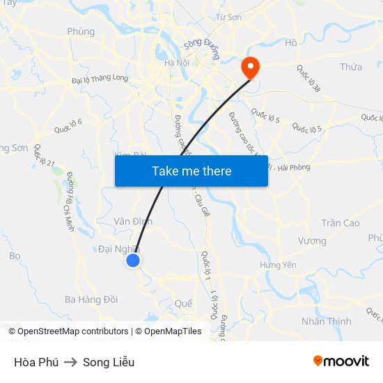 Hòa Phú to Song Liễu map