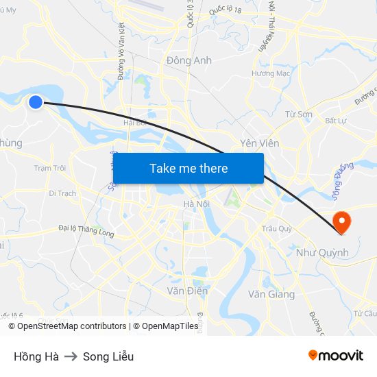 Hồng Hà to Song Liễu map