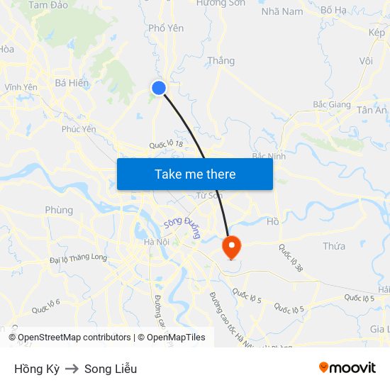 Hồng Kỳ to Song Liễu map