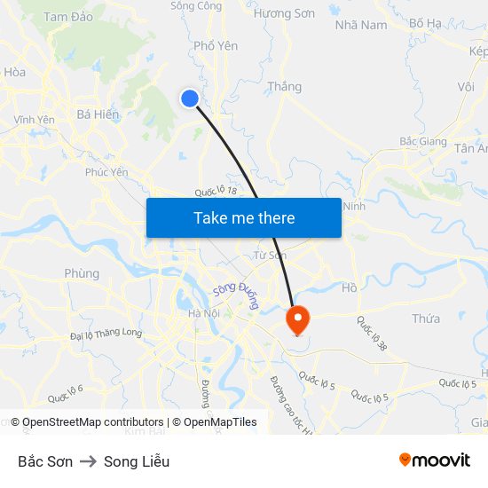 Bắc Sơn to Song Liễu map