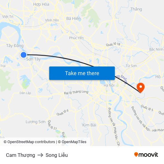 Cam Thượng to Song Liễu map