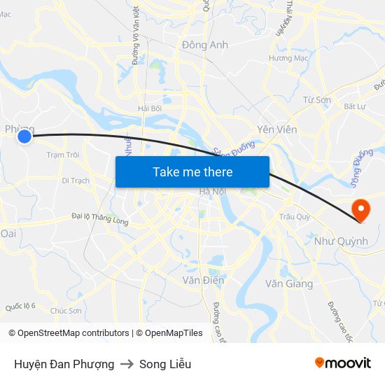 Huyện Đan Phượng to Song Liễu map