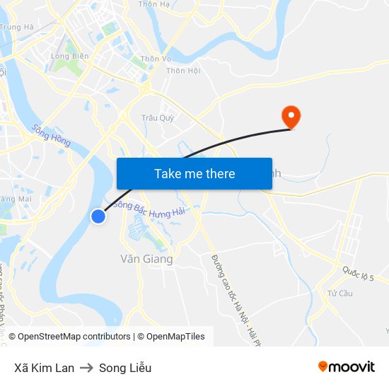 Xã Kim Lan to Song Liễu map