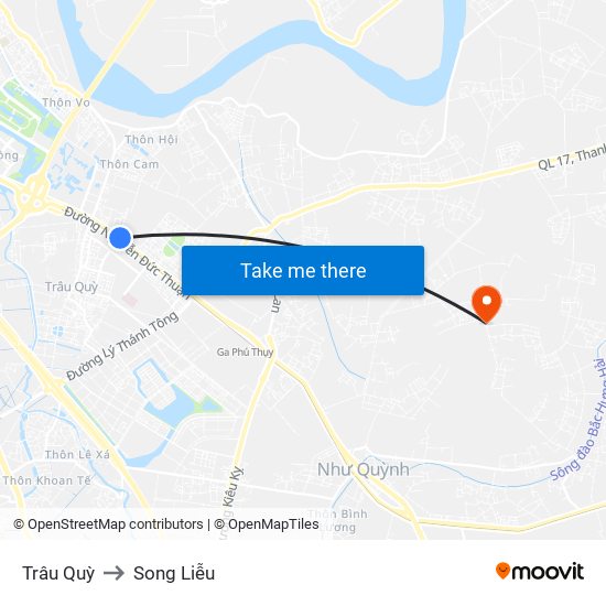 Trâu Quỳ to Song Liễu map