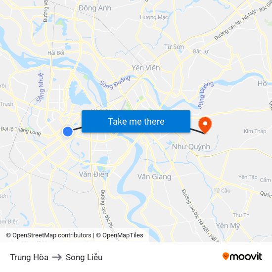 Trung Hòa to Song Liễu map
