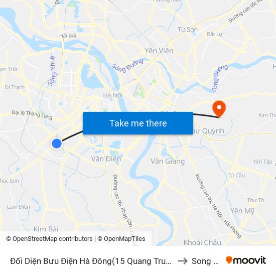 Đối Diện Bưu Điện Hà Đông(15 Quang Trung Hà Đông) to Song Liễu map