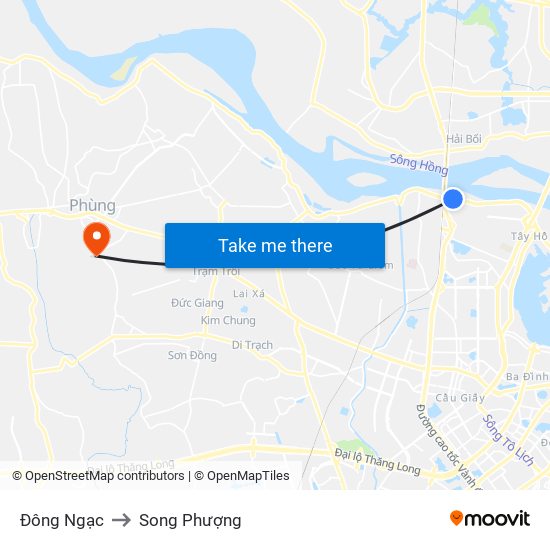 Đông Ngạc to Song Phượng map