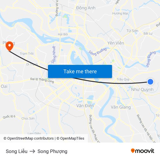 Song Liễu to Song Phượng map