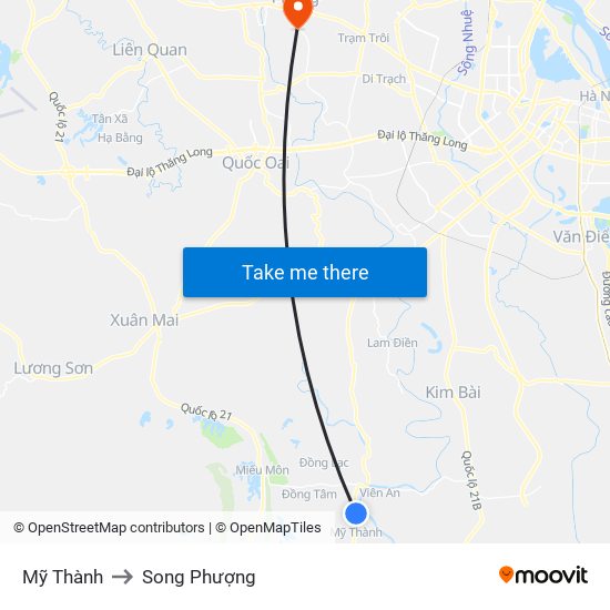 Mỹ Thành to Song Phượng map