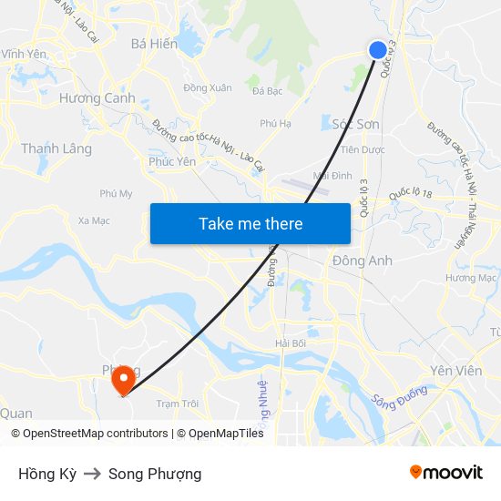 Hồng Kỳ to Song Phượng map