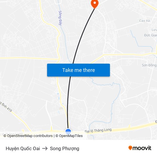 Huyện Quốc Oai to Song Phượng map