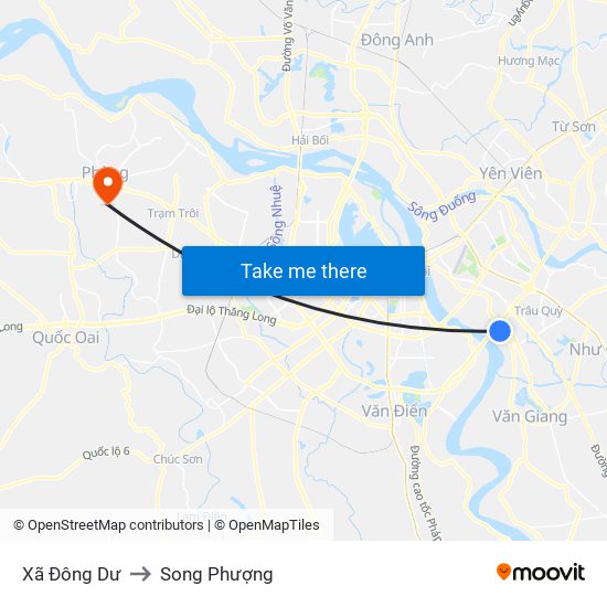 Xã Đông Dư to Song Phượng map