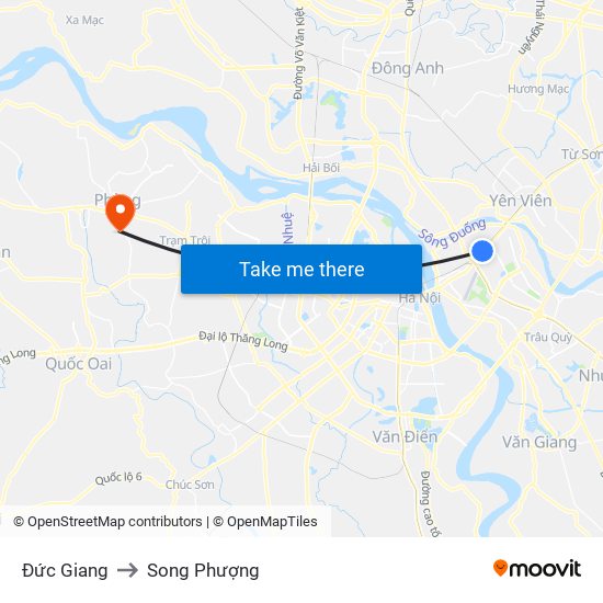 Đức Giang to Song Phượng map