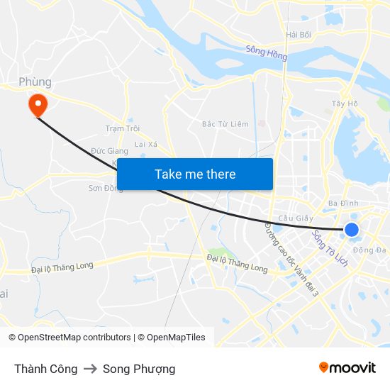 Thành Công to Song Phượng map