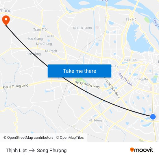 Thịnh Liệt to Song Phượng map