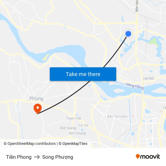 Tiền Phong to Song Phượng map