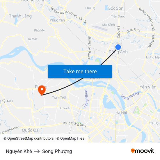 Nguyên Khê to Song Phượng map