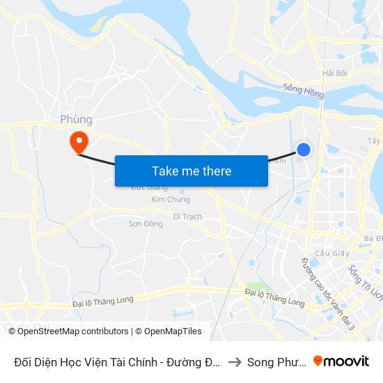 Đối Diện Học Viện Tài Chính - Đường Đức Thắng to Song Phượng map