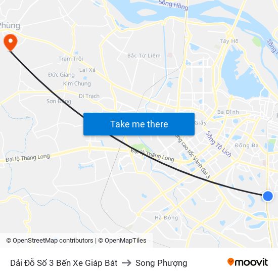 Dải Đỗ Số 3 Bến Xe Giáp Bát to Song Phượng map