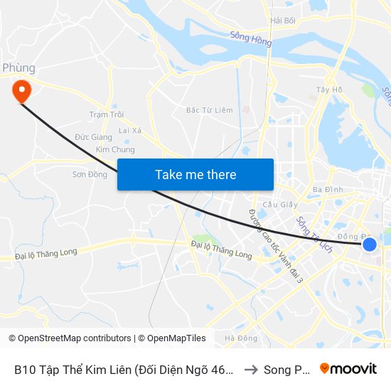 B10 Tập Thể Kim Liên (Đối Diện Ngõ 46b Phạm Ngọc Thạch) to Song Phượng map