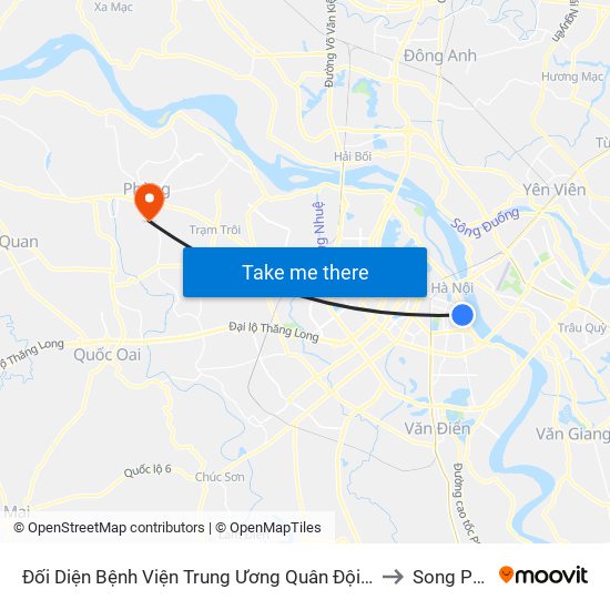 Đối Diện Bệnh Viện Trung Ương Quân Đội 108 - Trần Hưng Đạo to Song Phượng map