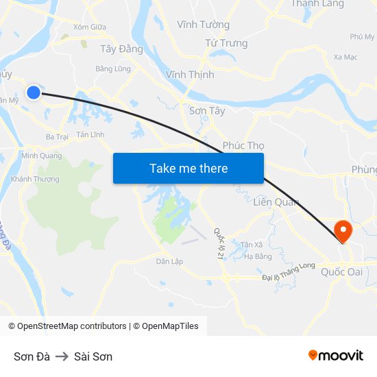 Sơn Đà to Sài Sơn map