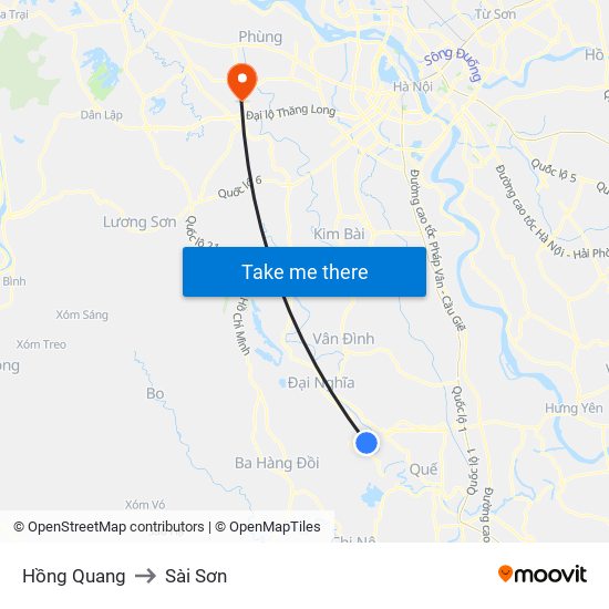 Hồng Quang to Sài Sơn map