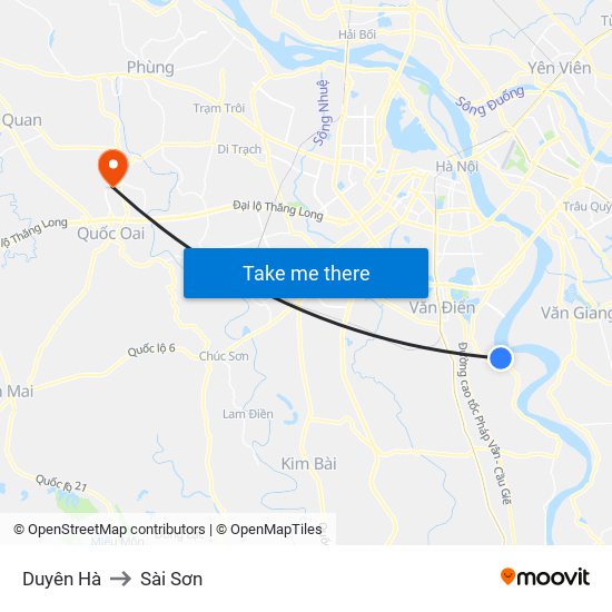 Duyên Hà to Sài Sơn map