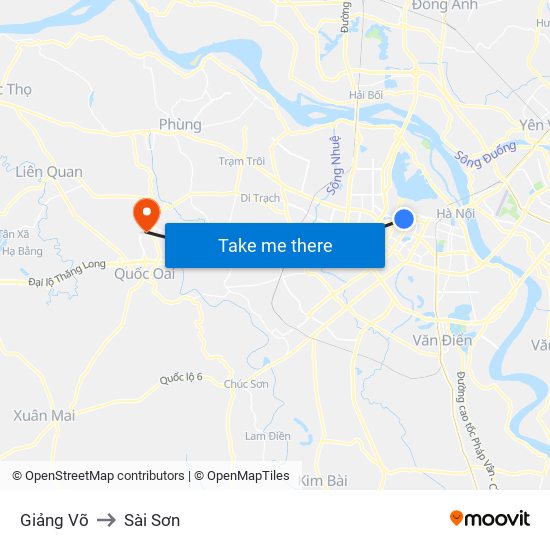 Giảng Võ to Sài Sơn map