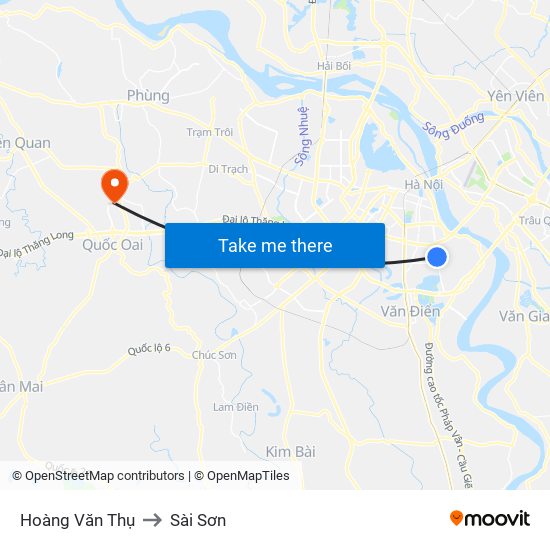 Hoàng Văn Thụ to Sài Sơn map