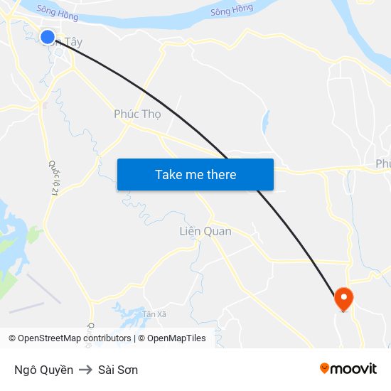 Ngô Quyền to Sài Sơn map