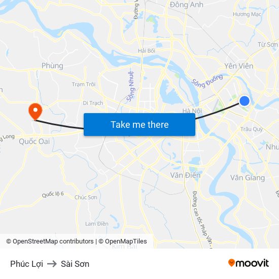 Phúc Lợi to Sài Sơn map