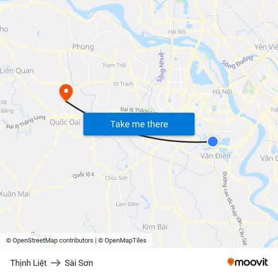 Thịnh Liệt to Sài Sơn map