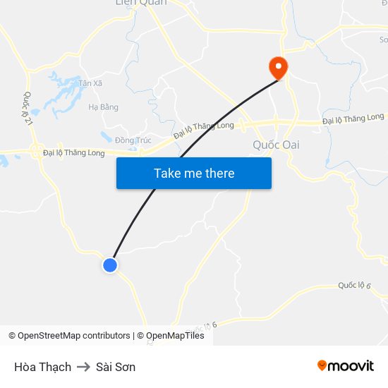 Hòa Thạch to Sài Sơn map