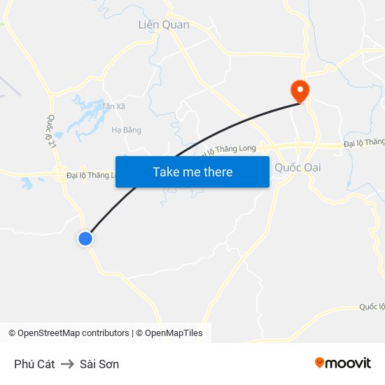 Phú Cát to Sài Sơn map