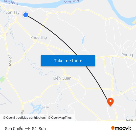 Sen Chiểu to Sài Sơn map